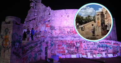 Tras el 8M, gobierno de Yucatán inicia limpieza en monumentos intervenidos